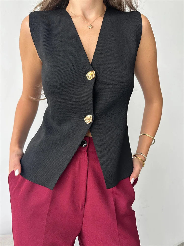 Suéter de punto con cuello en V, camiseta sin mangas para mujer, cintura alta, patchwork floral, ropa de calle, prendas de punto de otoño, cárdigan Y2k, chaleco superior