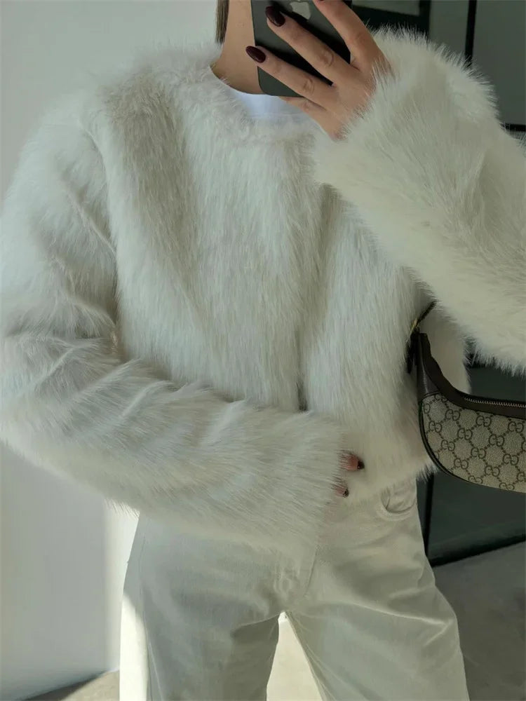 Suéter de lujo de gran tamaño para mujer, ropa de calle holgada de manga larga y cintura alta, chaquetas de invierno para mujer, nuevo