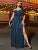 Vestido de noche tejido precioso, de talla grande, manga corta, cuello en V, abertura alta, vestido de fiesta, vestido de dama de honor