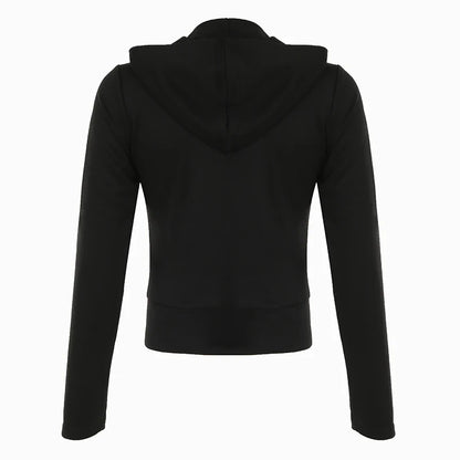 Abrigo con capucha y cremallera estilo retro oscuro Y2k, manga larga, básico, para mujer, moda chic, estampado de diamantes, sudadera tipo cárdigan