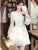 Elegante vestido corto de gasa para mujer, con mangas acampanadas y volantes, corte A, para fiesta de cumpleaños, moda coreana, vestido de una pieza, nuevo