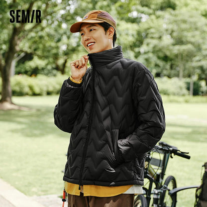 Chaqueta de plumón para hombre, impermeable, cálida, de cuello, para uso diario, nueva, de invierno, versátil, de color sencillo.