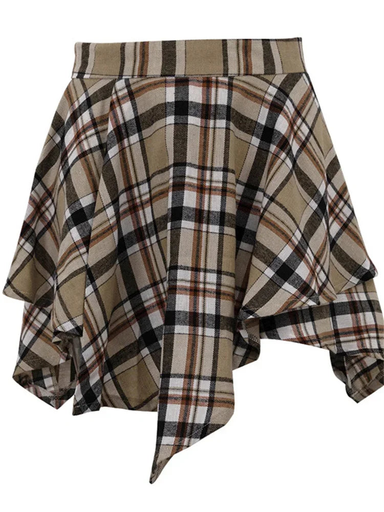 Vintage Contrast 2 Piece-Set Skirt For Women Long Sleeve Slim Patchwork Coat And High Waist Skirt Outfits Ladies Clothes