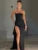 Strapless Backless High Split Maxi Dress For Women Black Off-shoulder Sleeveless Bodycon Club Party Long Dress Clothes