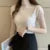 Blusas y tops de mujer Blusa de manga corta de verano para mujer Blusas de mujer de moda Blusa de punto de cuello alto Tops de camisa