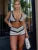 Ruffled Striped Bikini 2 Piece-Set Female Boho Contrast Lace-Up V-Neck Top And Shorts Sets Beach Holiday Outfits Summer