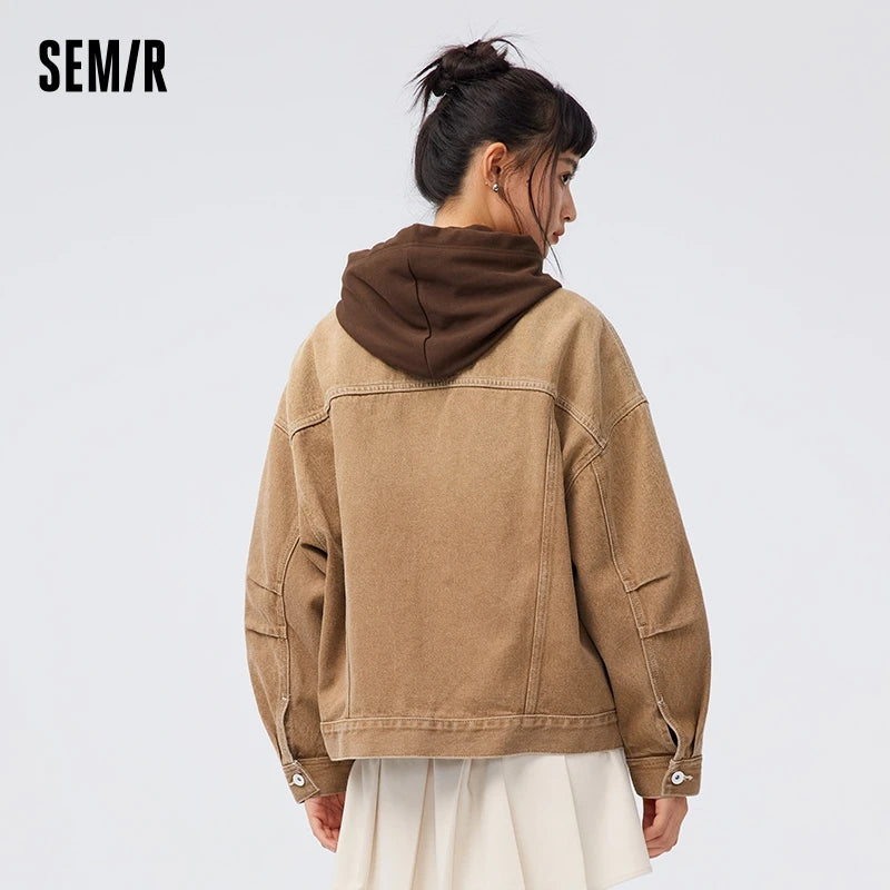 Chaqueta vaquera para mujer, con estampado completo, nueva chaqueta holgada y moderna de otoño