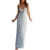 Vestido largo sexy para mujer, color sólido, escote en V, tirantes finos, sin mangas, espalda descubierta, para fiesta de noche