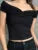 Camiseta con hombros descubiertos y fruncido para mujer, sexy, sin mangas, de color liso, ajustada, con cuello barco, estilo urbano