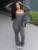 Sporty Women Jumpsuits 2 Piece Casual Cross Sleeveless Skinny Stretch Overalls+Crop Cardigan Tops Female Fall Tracksuits