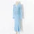 Vestido de punto ajustado con volantes para mujer, cuello en V, manga larga, sirena, vestidos largos, botones elásticos, patchwork, elegante vestido de fiesta