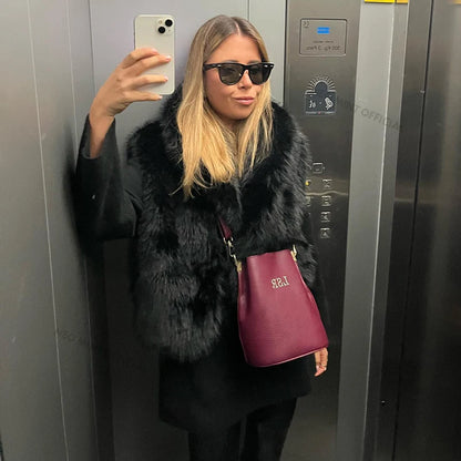 Faux Fur Vest Women  Winter Warm Fake Fox Fur Sleeveless Jacket Coats Chic Fluffy Waistcoat Autumn Outerwear Gilets