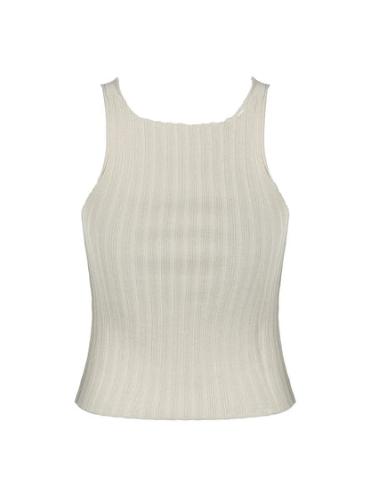 Chaleco de punto minimalista sólido sin mangas para mujer, camisola bohemia de verano, camiseta básica sencilla y elegante