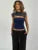 Top sexy con estampado calado Y2k para mujer, jersey transparente ajustado, recortado, con parches en contraste, ropa de calle, camiseta sin mangas para mujer