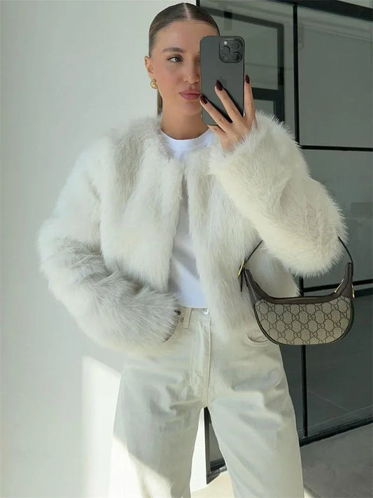 Suéter de lujo de gran tamaño para mujer, ropa de calle holgada de manga larga y cintura alta, chaquetas de invierno para mujer, nuevo