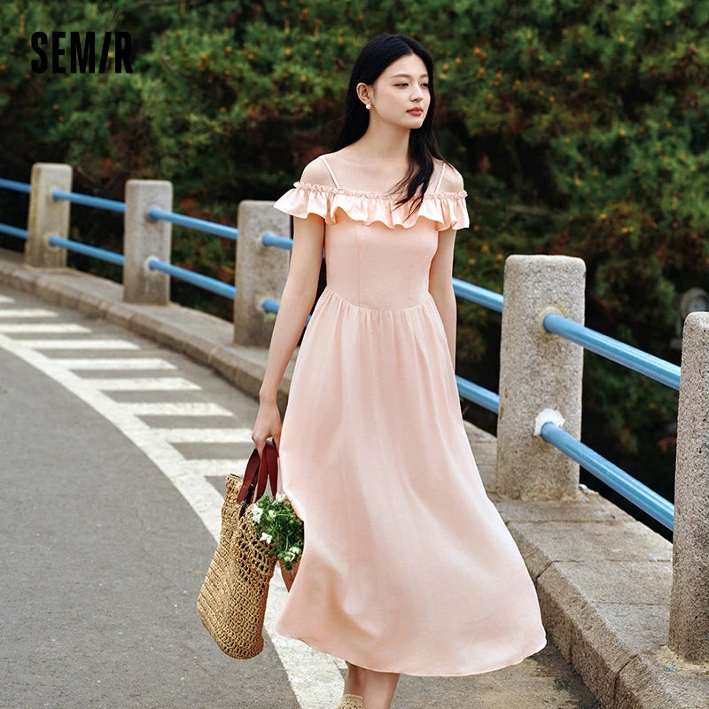 Bodycon Dress Women Slim Fit With Ruffled Hem  Summer New Short Flutter Sleeves And Gentle Mid-Length Dress