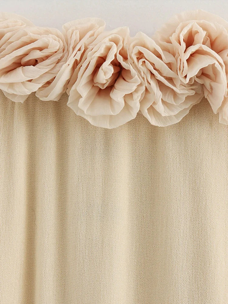 Elegant 3D Flower Tube Dresses Women Vintage Knitted Solid Sleeveless Long Dress Female Summer Autumn Chic Street Party Evening