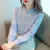 Blusas bordadas para mujer, primavera y otoño, informales, de manga larga, cuello alto, color liso, DF4774