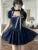 Vestidos cortos Y2K para mujer, cuello cuadrado, mangas abullonadas, volantes, corte A, liso, moda coreana de verano, dulce, de una pieza, Vestido para mujer