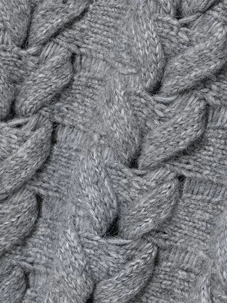 Suéteres casuales de punto con cuello redondo para mujer, suéter vintage holgado gris de manga larga, suéter para mujer, moda urbana versátil.