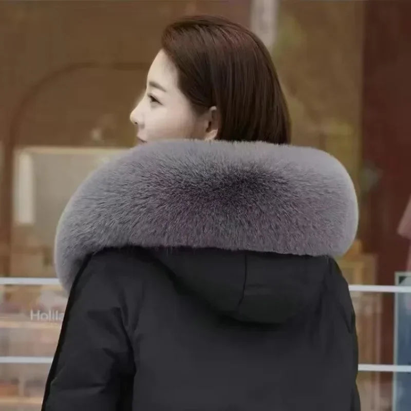 New Faux Fox Fur Collar Winter Women Fake Fur Scarf Shawls for Coat Warmer Decor Furry Hood Trims Parkas Jacket Fur Scarves