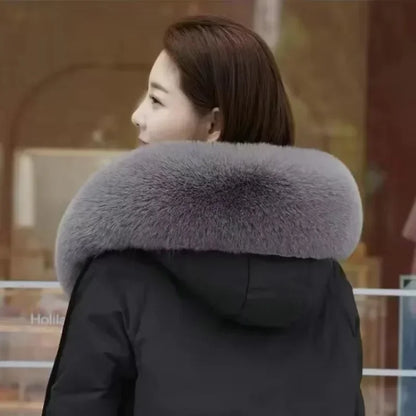 New Faux Fox Fur Collar Winter Women Fake Fur Scarf Shawls for Coat Warmer Decor Furry Hood Trims Parkas Jacket Fur Scarves