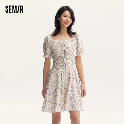 Vestidos Mujer Vestido Halter de Gasa Atado Mori Temperamento Romántico Verano Textura Floral Hada Dulce