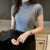 Blusas y tops de mujer Blusa de manga corta de verano para mujer Blusas de mujer de moda Blusa de punto de cuello alto Tops de camisa