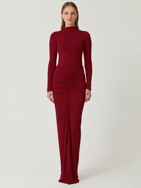 Pleated Fashion Patchwork Long Dress Women’s High Waist Long Sleeve Solid Slim Party Dress Summer  Female Maxi Dress