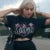 90s Harajuku printed T-shirt short sleeved tight top women’s Y2K street wear black exposed navel top
