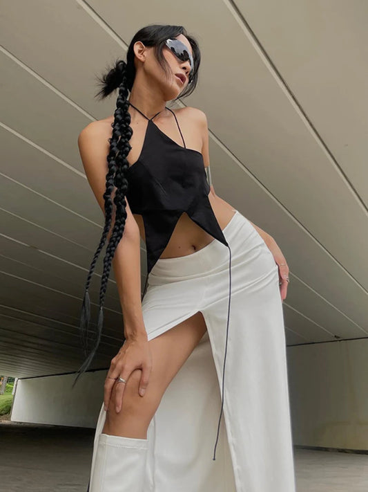 Pentagram Corset Neck Mounted Halter Top Women Edgy Clothes Y2k Accessories Backless Sexy Streetwear Ropa De Mujer Club Outfits
