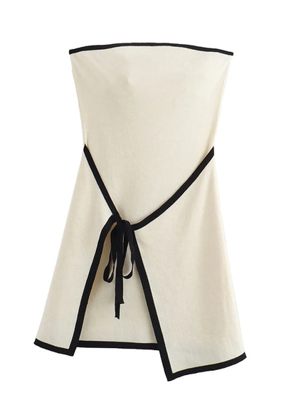 Vestido tubo ajustado de punto a la moda para mujer, minivestido sin mangas con empalme de color en contraste, sexy y elegante para vacaciones en la playa.