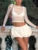 Camiseta de malla transparente de verano para mujer, top plisado de retazos transparente, top corto ajustado, camiseta lisa para mujer, jersey