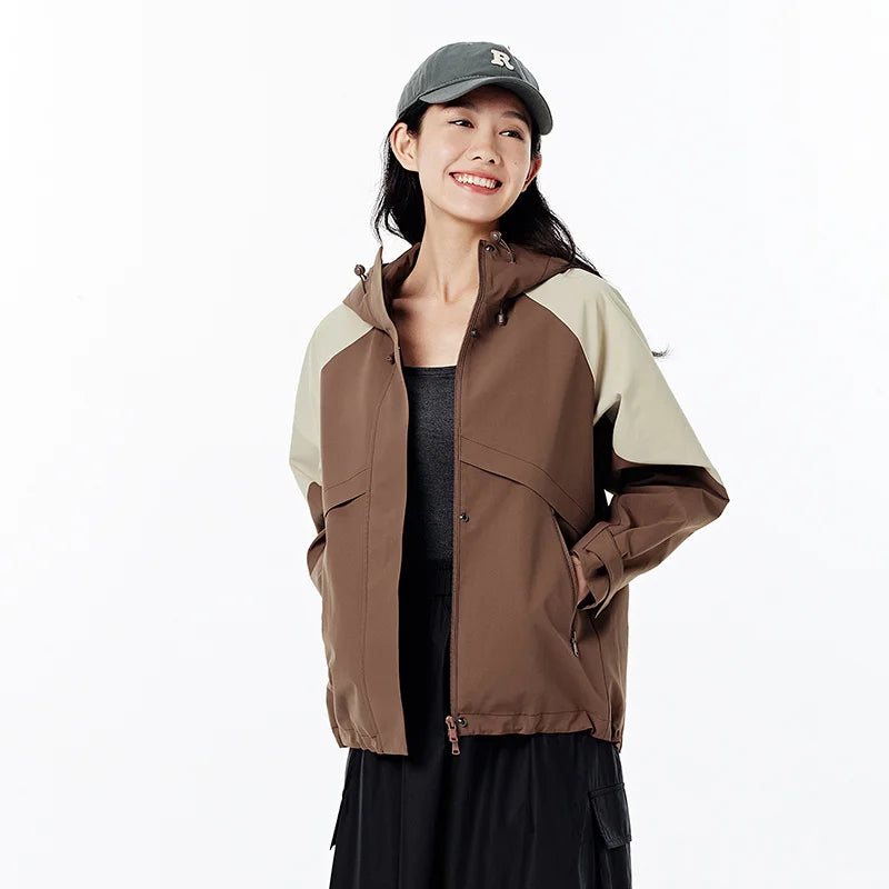 Jacket Women Mid-Length Jacket Sleeves Loose-Fit Waterproof Oil-Resistant Stain-Resistant  New Autumn Hooded Jacket