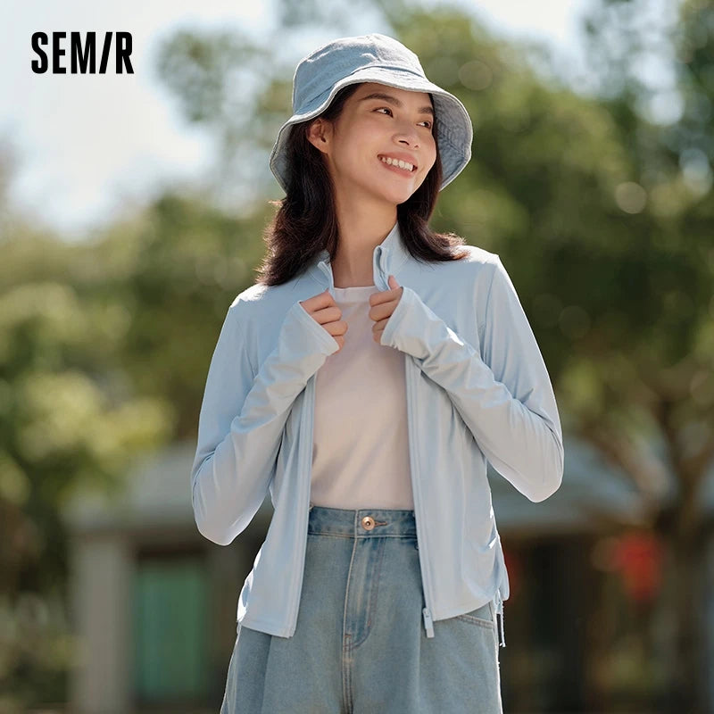 Original Yarn Sunscreen Jacket Female Tight  Summer Cool Feeling Short Thin Sunscreen Jacket Ice Silk Sunscreen