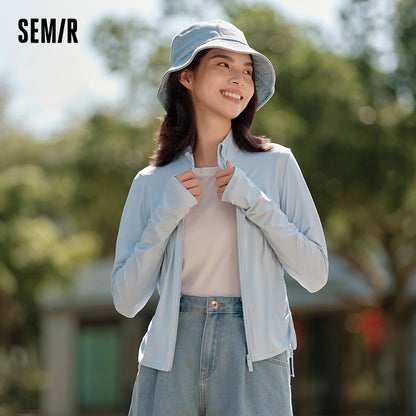 Original Yarn Sunscreen Jacket Female Tight  Summer Cool Feeling Short Thin Sunscreen Jacket Ice Silk Sunscreen