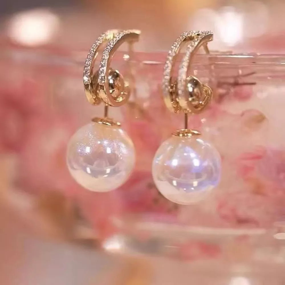 Lizakosht Peach Zircon Bow Earrings for Women Fashion Jewelry Gifts