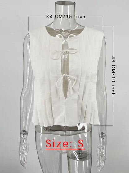 Camiseta sin mangas blanca con banda acanalada para mujer, chaleco ajustado sin mangas con agujeros, moda de verano, chaleco con cordones para mujer, top Y2k