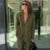 Conjunto elegante de abrigo y pantalón para mujer, moda de solapa, manga larga, blazer de un solo pecho, pantalones de pierna ancha, conjunto de 2 piezas para mujer, conjuntos holgados.