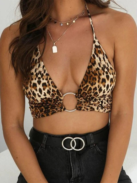 Bustier de verano ajustado con cuello en V, top corto de fiesta a la moda, chaleco suave, camisola sexy de color liso para mujer, cuello halter, sin espalda, combina con todo para mujer