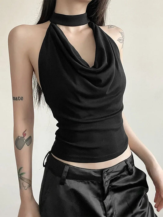 Chaleco halter fino para mujer, de color sólido, sencillo, informal, combinable, moderno, seguro, sexy, bonito, para verano, para viajes en la calle.