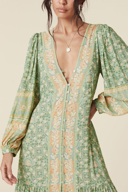 Vestido largo con botones y estampado de Ina Splice 
