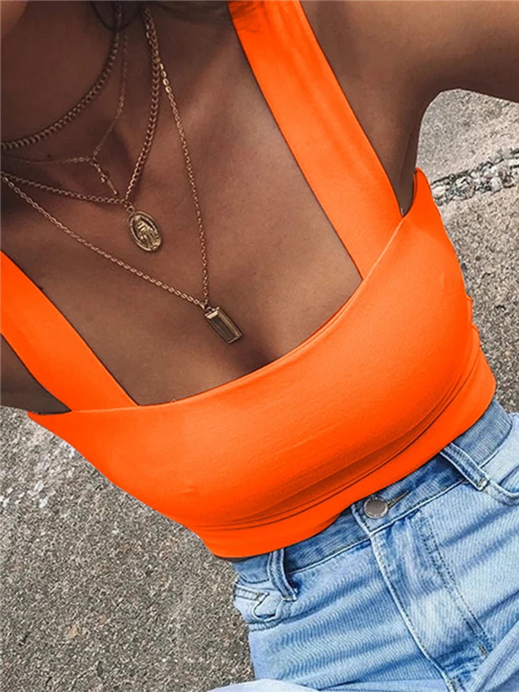Top corto de verano sin mangas con cuello cuadrado para mujer, camiseta básica informal blanca y negra con hombros descubiertos, camiseta sexy sin espalda