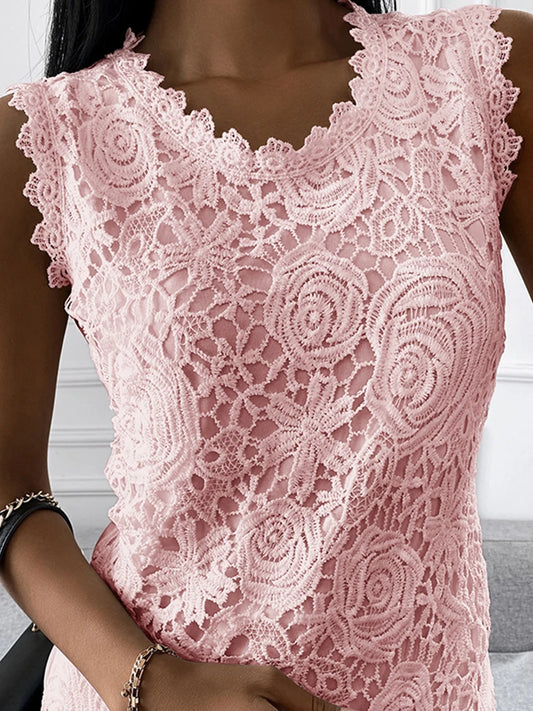 Camiseta de verano sin mangas con encaje jacquard para mujer, estilo vintage, informal, tallas S-5XL, con estampado floral, camisola y cuello halter