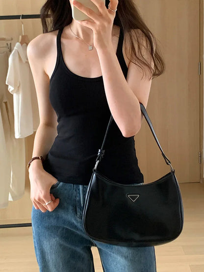 Camiseta de tirantes de verano para mujer, sencilla, de color liso, ajustada, informal, a la moda, color albaricoque, gris oscuro, café oscuro y negro.