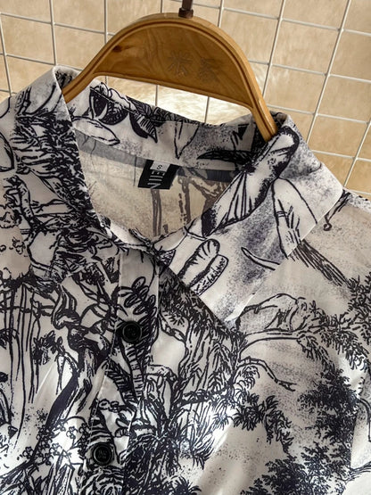 Vestido camisero retro de verano para mujer, manga corta, solapa, botonadura sencilla, corte A, estampado, largo, elegante, para fiesta