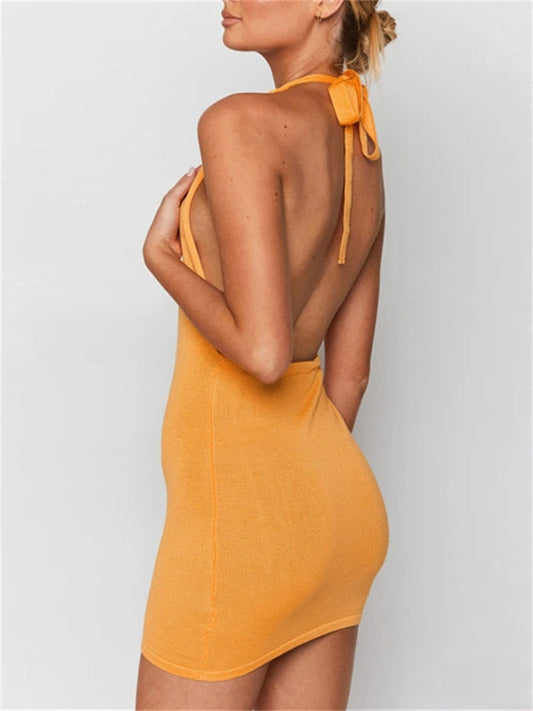 Sophisticated Ember Halter Knit Dress with Refined Silhouette