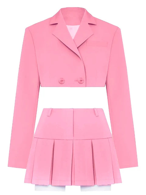 Conjuntos casuales de blazer y falda para mujer, conjunto de dos piezas, abrigo gris corto, blazer, conjuntos de 2 piezas para mujer, nuevo, 2025