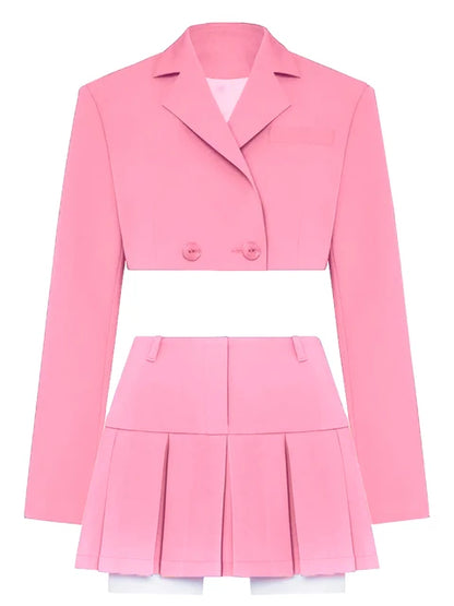 Conjuntos casuales de blazer y falda para mujer, conjunto de dos piezas, abrigo gris corto, blazer, conjuntos de 2 piezas para mujer, nuevo, 2025