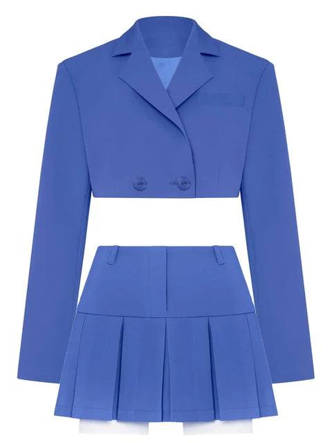 Conjuntos casuales de blazer y falda para mujer, conjunto de dos piezas, abrigo gris corto, blazer, conjuntos de 2 piezas para mujer, nuevo, 2025